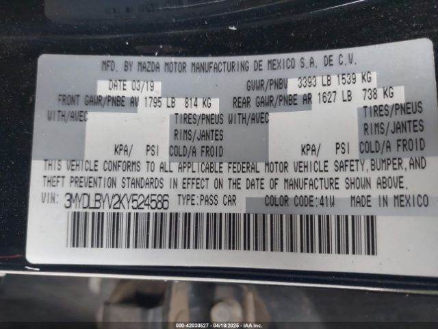 3MYDLBYV2KY524586 Toyota YARIS LE