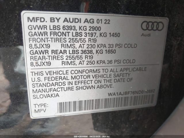 2022 AUDI Q7 WA1AJBF76ND010592 Photo 8