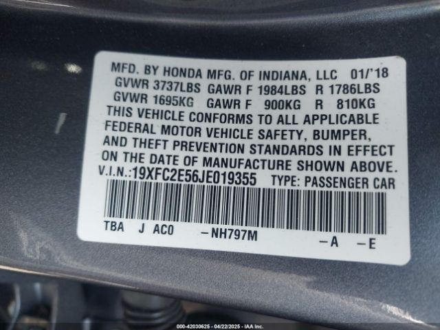 19XFC2E56JE019355 Honda Civic Lx
