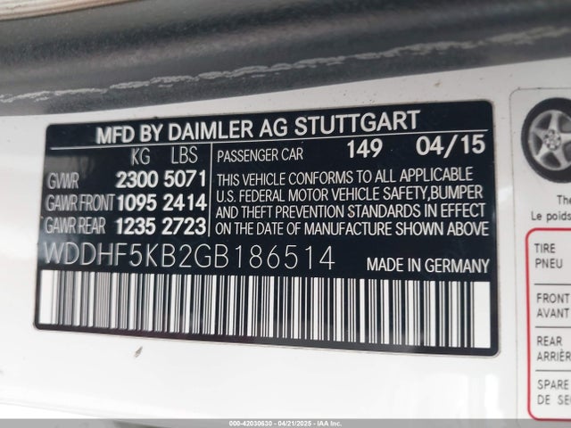 WDDHF5KB2GB186514 Mercedes-Benz E-Class
