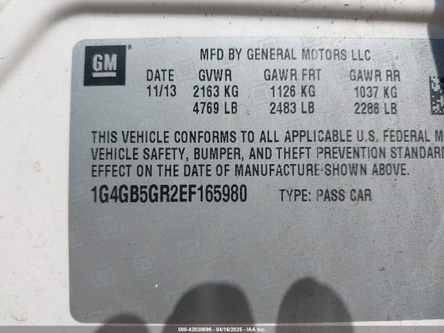 1G4GB5GR2EF165980 Buick Lacrosse Leather Group