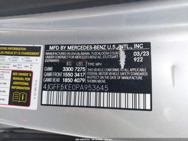 4JGFF5KE0PA953645 Mercedes-Benz Gls 450 4matic