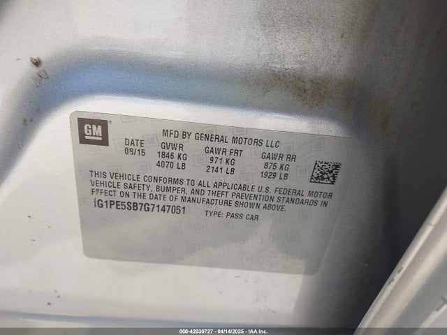1G1PE5SB7G7147051 Chevrolet Cruze Limited 1lt Auto