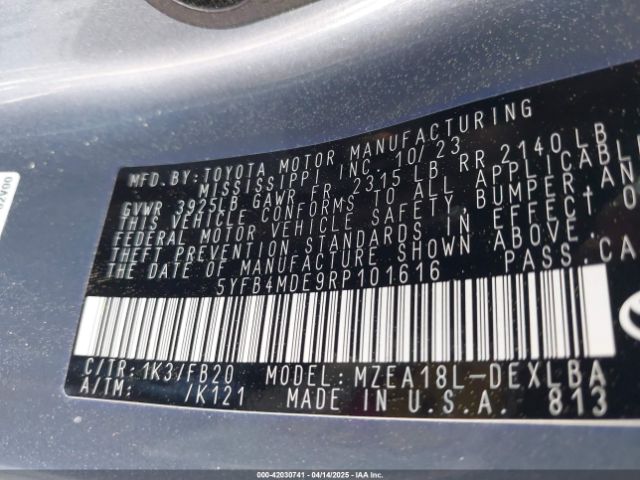 2024 TOYOTA COROLLA 5YFB4MDE9RP101616 Photo 8