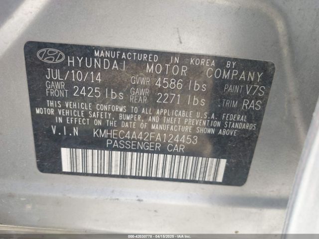 KMHEC4A42FA124453 Hyundai Sonata Hybrid Limited