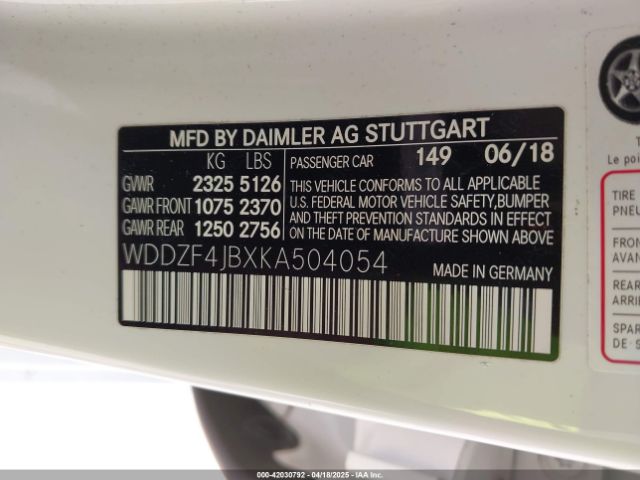 WDDZF4JBXKA504054 Mercedes-Benz E 300