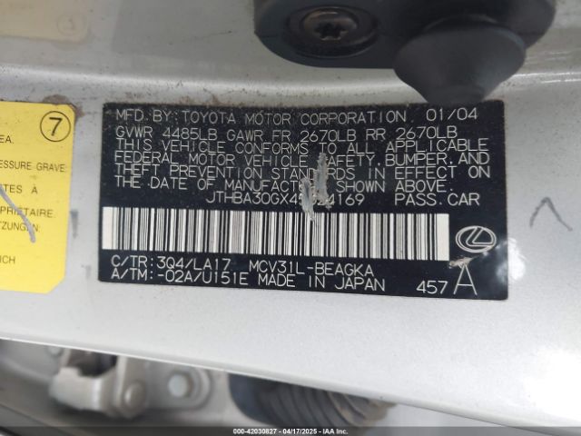 2004 LEXUS ES 330 JTHBA30GX45024169 Photo 8