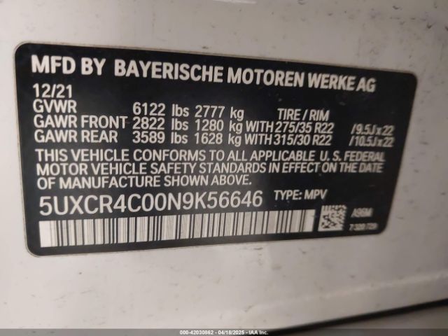 2022 BMW X5 5UXCR4C00N9K56646 Photo 8