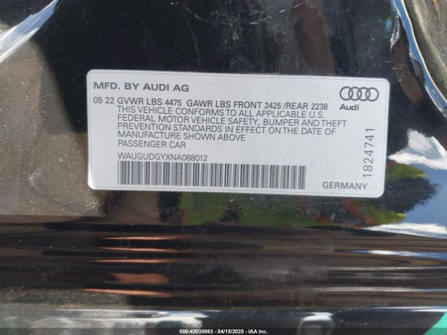 WAUGUDGYXNA088012 Audi 40 tfsi