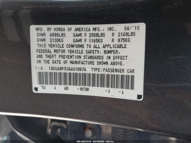 2010 ACURA TL 19UUA8F53AA018974 Photo 8
