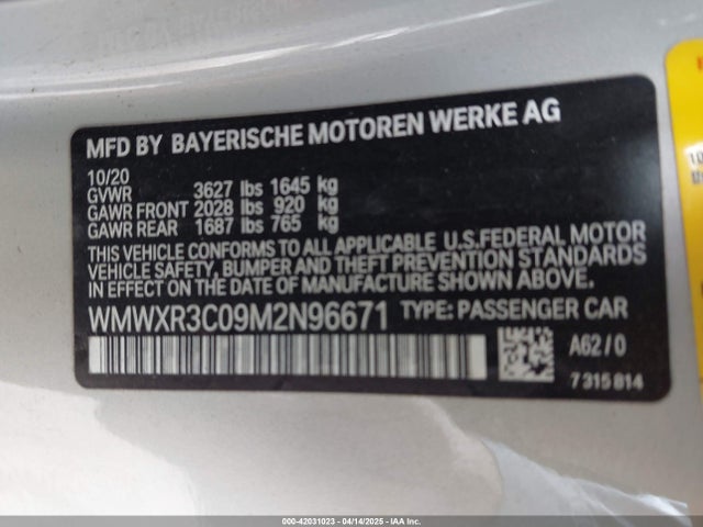 WMWXR3C09M2N96671 Mini Hardtop Cooper