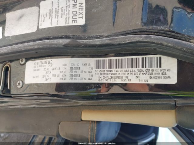 1C4PJLDB0GW249592 Jeep Cherokee Limited