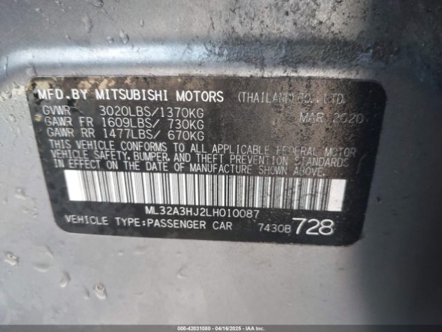 2020 MITSUBISHI MIRAGE ML32A3HJ2LH010087 Photo 8