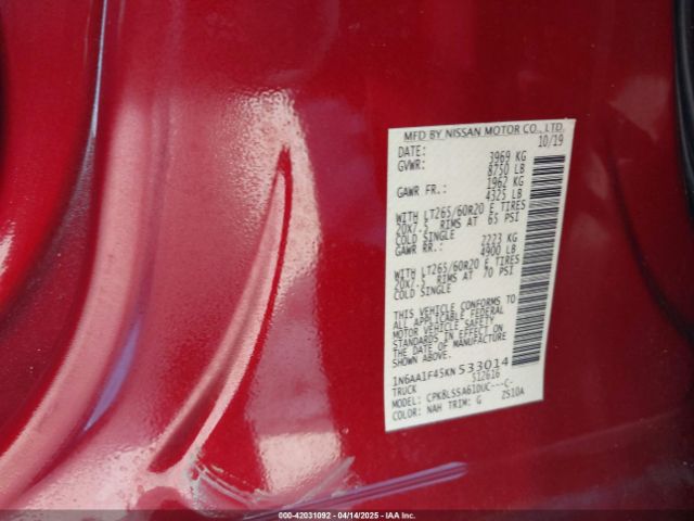 1N6AA1F45KN533014 Nissan 2019