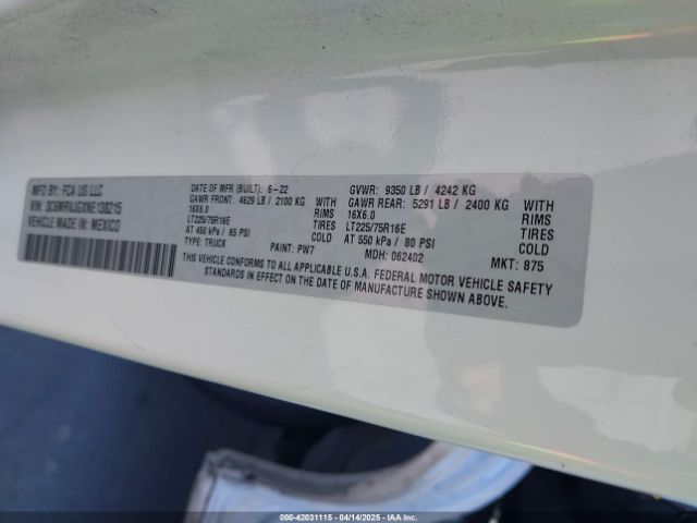 2022 RAM PROMASTER 3500 3C6MRVJGXNE138215 Photo 8