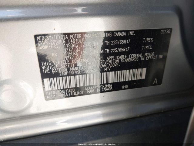 2T3P1RFV9LC095145 Toyota Rav4 Xle