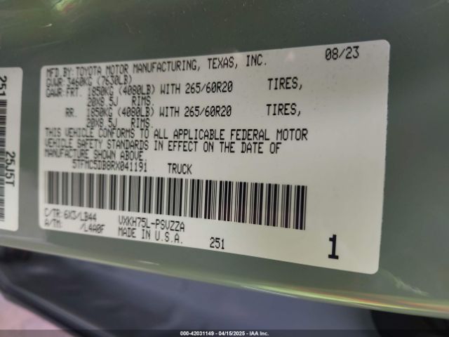 2024 TOYOTA TUNDRA HYBRID 5TFMC5DB8RX041191 Photo 8