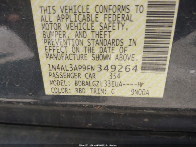 1N4AL3AP9FN349264 Nissan Altima 2.5 S
