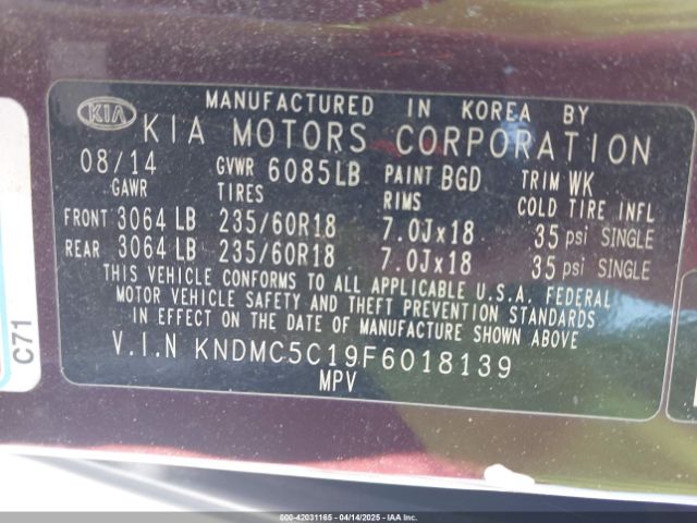 KNDMC5C19F6018139 KIA Sedona Sx