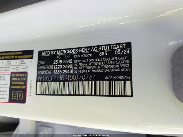 W1KLF4HB9RA070764 Mercedes-Benz m254
