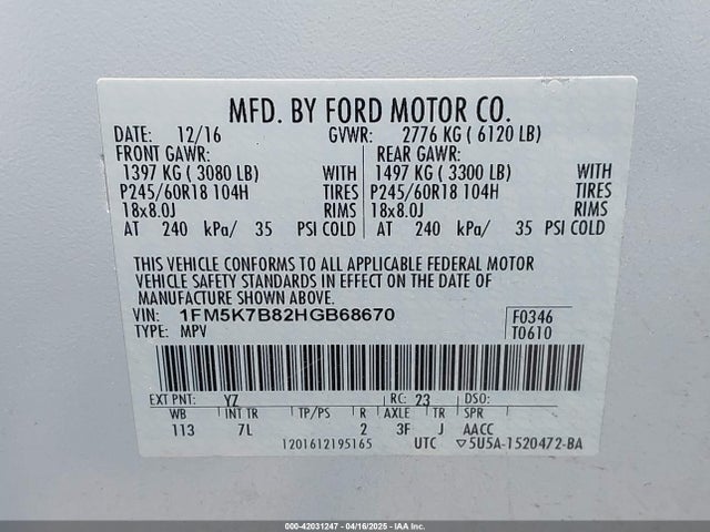 Ford Explorer 2017 1FM5K7B82HGB68670 Image 9