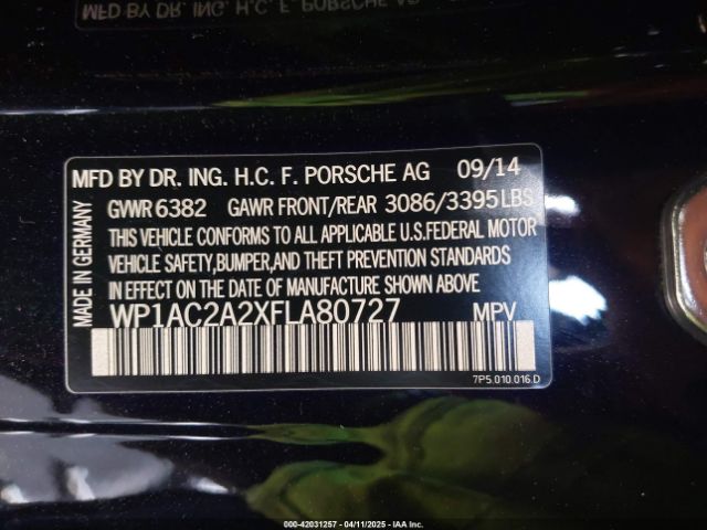 WP1AC2A2XFLA80727 Porsche Cayenne Turbo