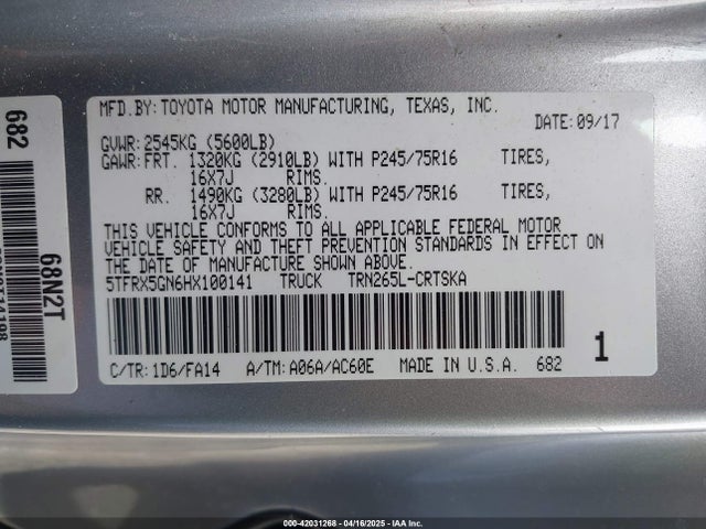 5TFRX5GN6HX100141 Toyota Tacoma Sr