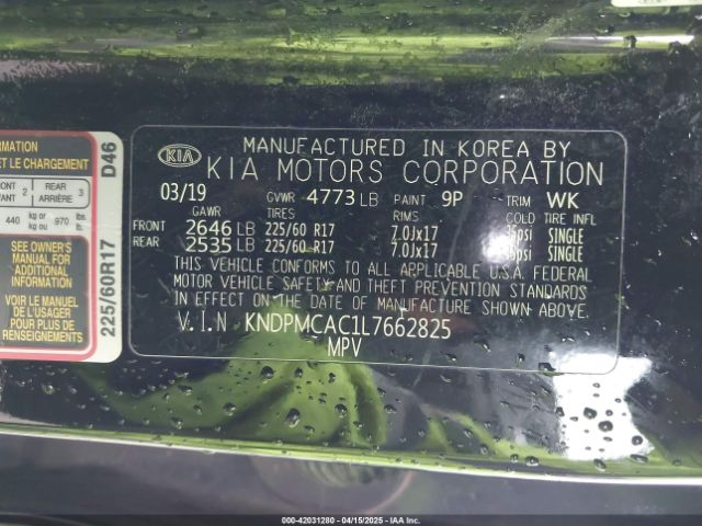 KNDPMCAC1L7662825 KIA Sportage Lx