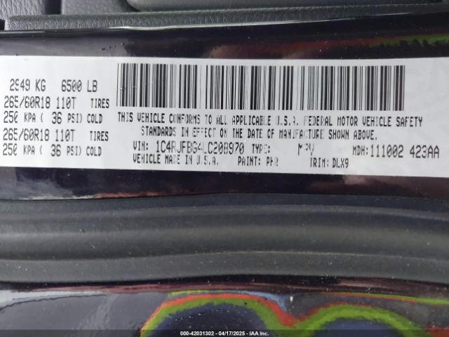1C4RJFBG4LC208970 Jeep Grand Cherokee Limited 4x4