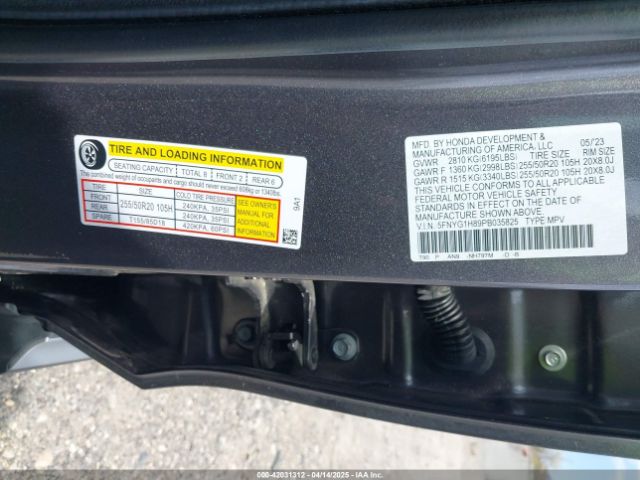 5FNYG1H89PB035825 Honda Pilot Awd Elite