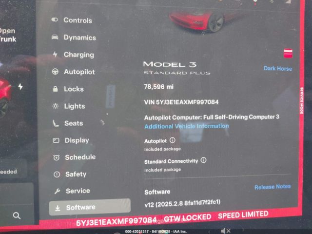 5YJ3E1EAXMF997084 Tesla Model 3 Standard Range Plus Rear-wheel Drive