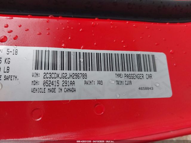 2C3CDXJG2JH296789 Dodge Charger Gt Awd