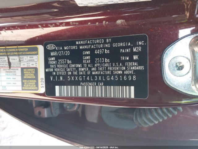 5XXGT4L3XLG451698 KIA Optima Lx