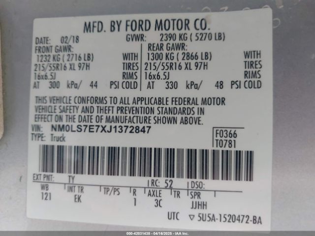 NM0LS7E7XJ1372847 Ford Transit Connect Xl