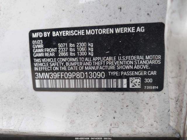3MW39FF09P8D13090 BMW 3 Series 330e