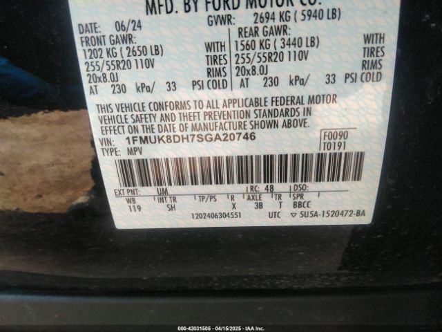 1FMUK8DH7SGA20746 Ford Explorer Active