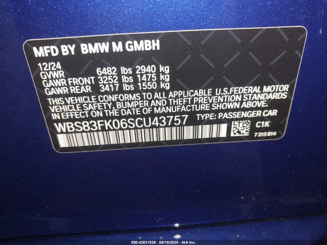 BMW M5 2025 WBS83FK06SCU43757 Image 9