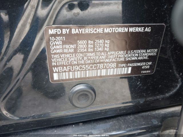 2012 BMW 550I WBAFU9C55CC787098 Photo 8