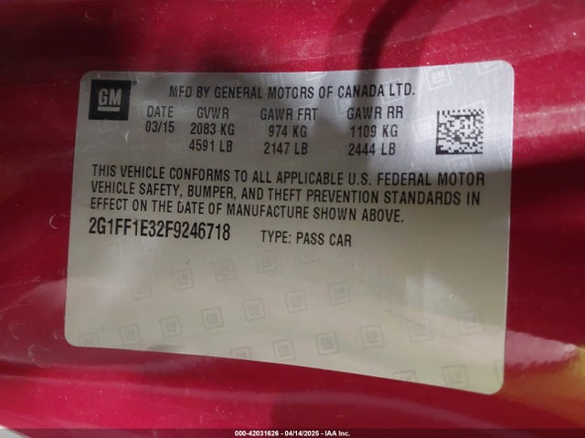 2G1FF1E32F9246718 Chevrolet lfx