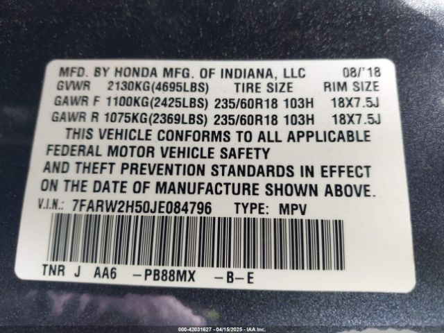 7FARW2H50JE084796 Honda CR-V EX
