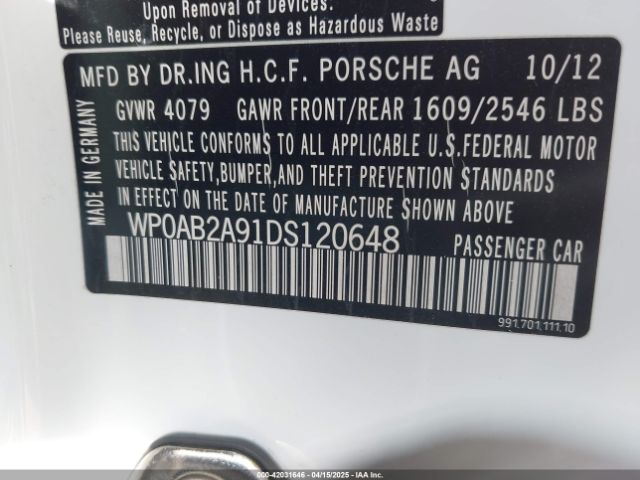 2013 PORSCHE 911 WP0AB2A91DS120648 Photo 8