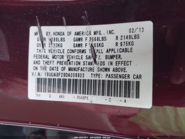 2013 ACURA TL 19UUA8F29DA009903 Photo 8