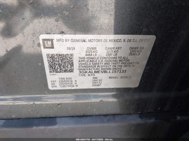 3GKALMEV8LL157133 GMC Terrain Fwd Sle
