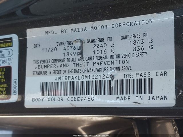 JM1BPAKL0M1321246 Mazda Mazda3 Select