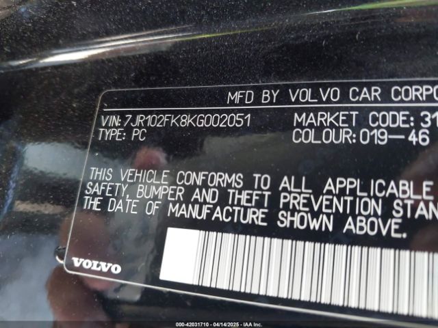 7JR102FK8KG002051 Volvo S60 T5 Momentum