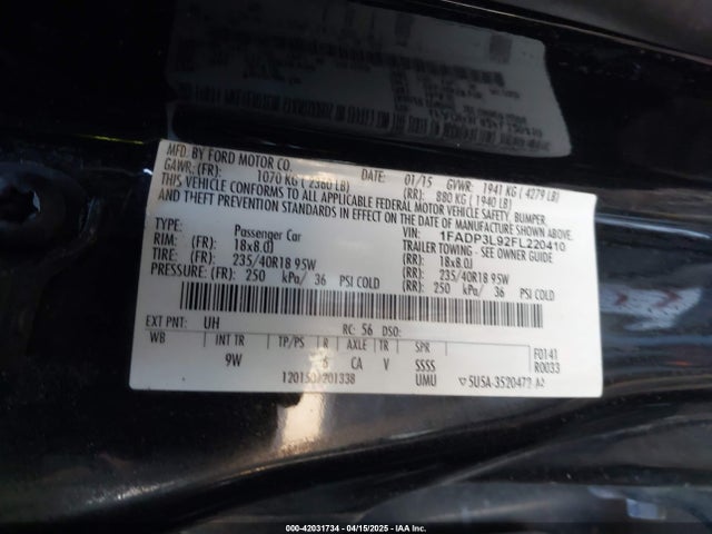 1FADP3L92FL220410 Ford FOCUS ST