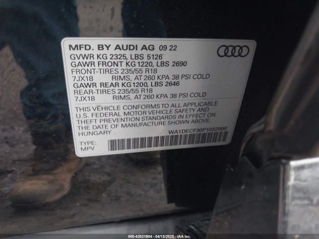 WA1DECF30P1032998 Audi Q3 S Line Premium