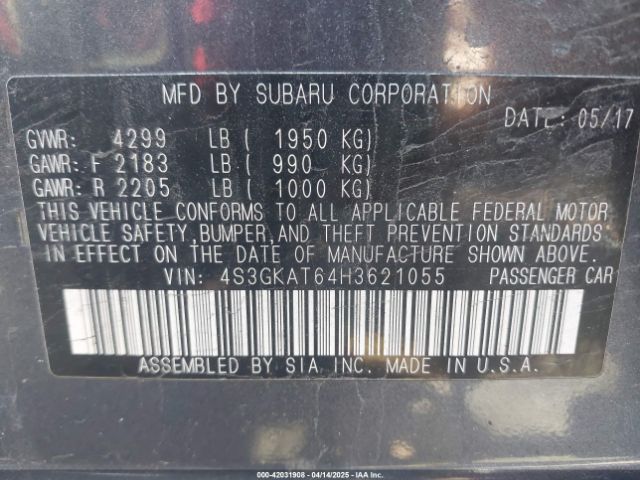 4S3GKAT64H3621055 Subaru Impreza 2.0i Limited