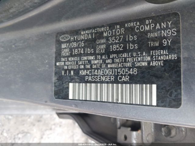 KMHCT4AE0GU150548 Hyundai ACCENT SE