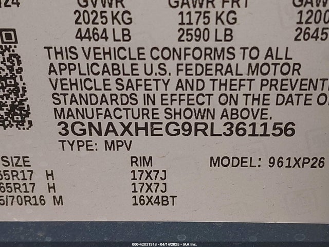 3GNAXHEG9RL361156 Chevrolet Equinox Fwd Ls